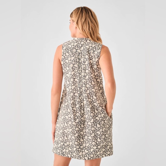 Faherty Floral Mini Dress in Black and Cream - Picture 2 of 9